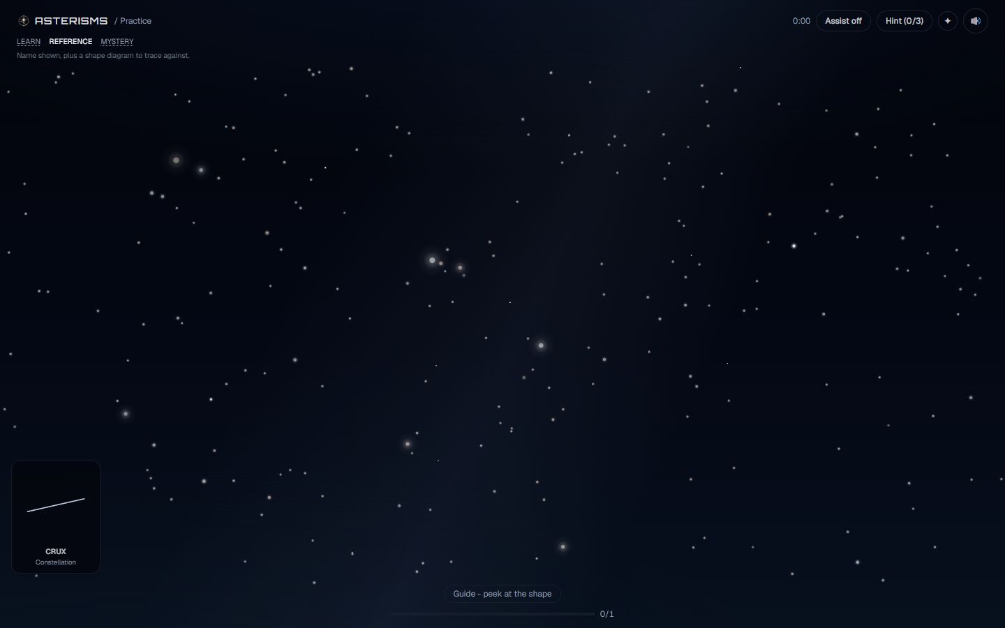 Reference mode puzzle with real star field